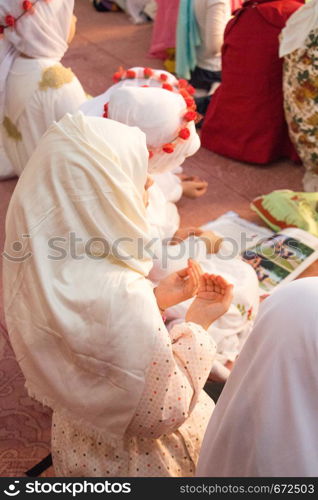 Small girls with hijab in a big mosque