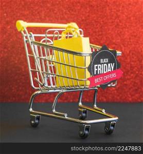small grocery cart with black friday best offers inscription