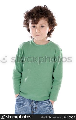 Small handsome boy a over white background