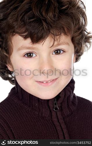 Small handsome boy a over white background