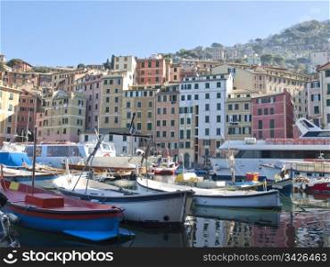 small harbor in Camogli, famous ancient little town in Liguria, Italy