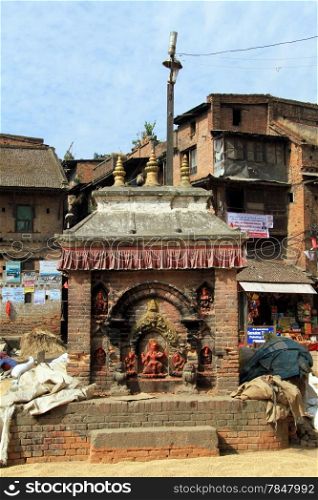 Small hindu shrine on the square in Bhaktapur, Nepal