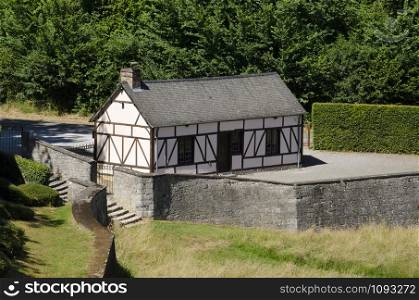 Small house cum office at entrance, Castle of Veves, village of Celles, province of Namur, Belgium, Europe