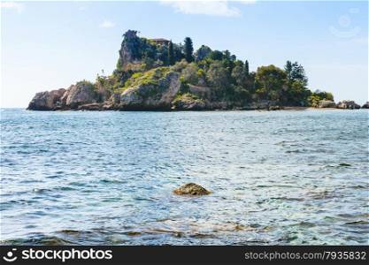small island Isola Bella near Taormina resort, Sicily in spring