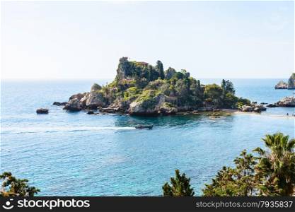 small island Isola Bella near Taormina town, Sicily in spring