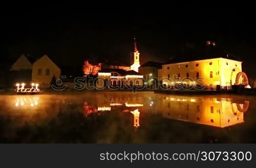 Small lake at night from Hungary, Tapolca city
