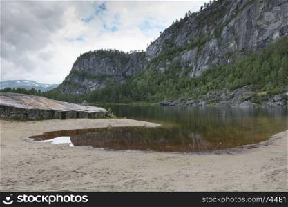 small lake in the mounains of norway near valle