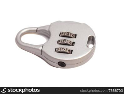 Small lock with numbers combination on white