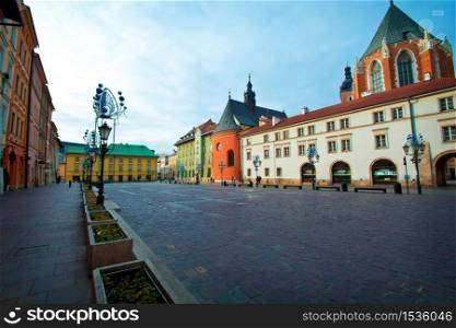 Small market square in Cracow, Poland.