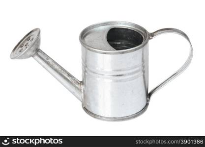 Small metal watering can, isolated on a white background