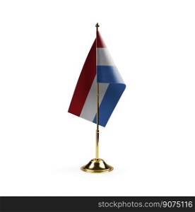 Small national flag of the Netherlands on a white background.. Small national flag of the Netherlands on a white background
