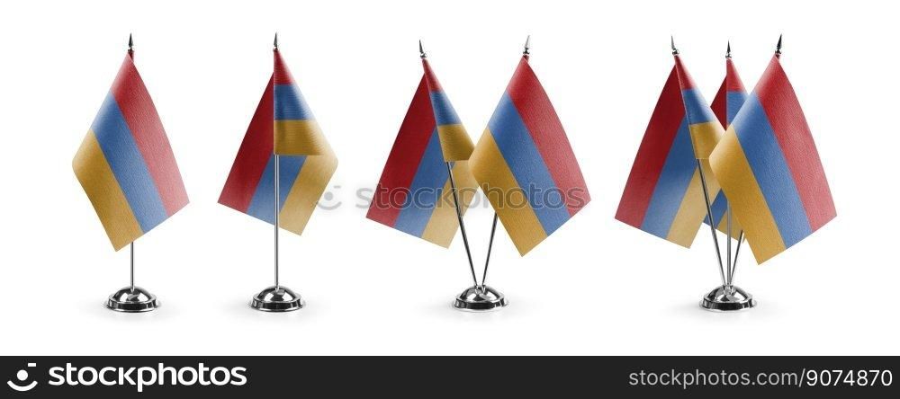 Small national flags of the Armenia on a white background.. Small national flags of the Armenia on a white background