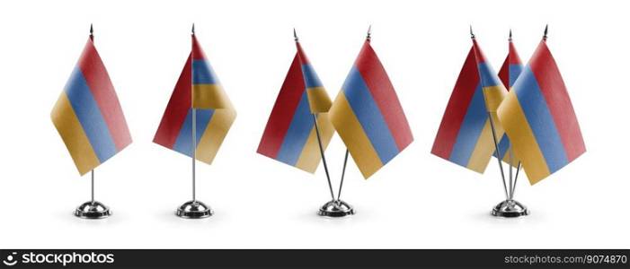 Small national flags of the Armenia on a white background.. Small national flags of the Armenia on a white background