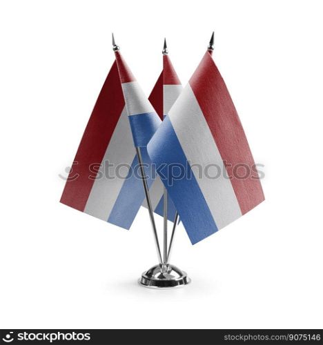 Small national flags of the Netherlands on a white background.. Small national flags of the Netherlands on a white background