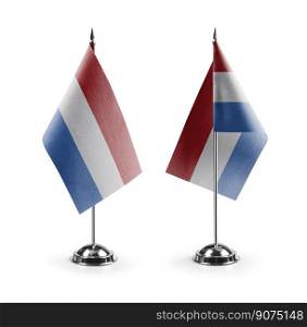 Small national flags of the Netherlands on a white background.. Small national flags of the Netherlands on a white background