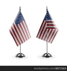 Small national flags of the USA on a white background.. Small national flags of the USA on a white background