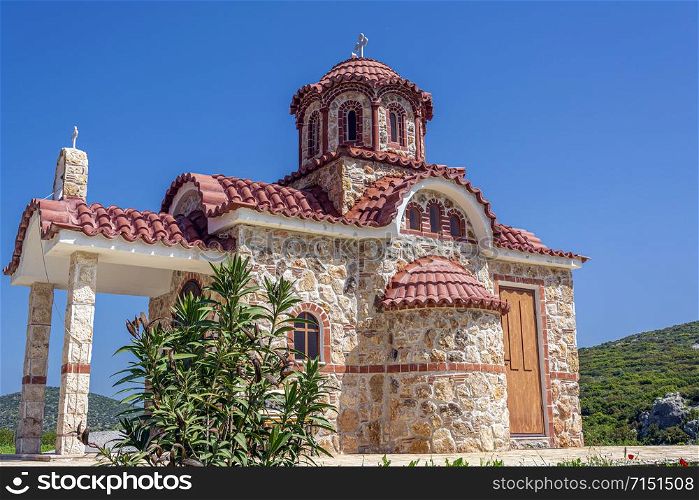 Small Orthodox church near Moni Agiou Ioanni Theologou, Greece.. Small Orthodox church near Moni Agiou Ioanni Theologou