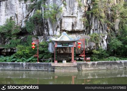 Small pagoda near Solitary rock in Guilin, China