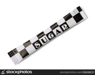 Small paper sugar pack isolated on white