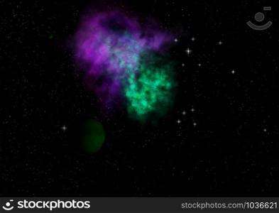 Small part of an infinite star field of space in the Universe. Elements of this image furnished by NASA . 3D rendering. Small part of an infinite star field. 3D rendering