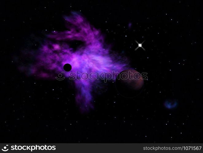 Small part of an infinite star field of space in the Universe. Elements of this image furnished by NASA . 3D rendering. Small part of an infinite star field. 3D rendering