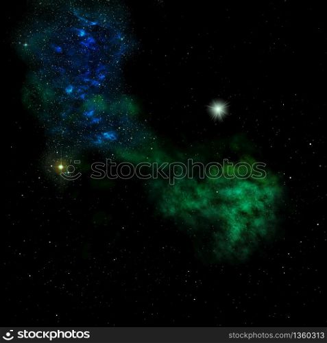Small part of an infinite star field of space in the Universe. Elements of this image furnished by NASA . 3D rendering.. Small part of an infinite star field. 3D rendering