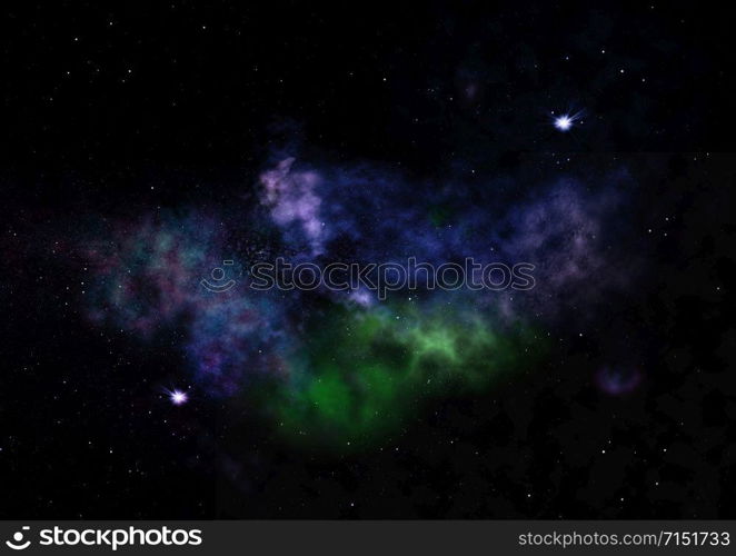 Small part of an infinite star field of space in the Universe. Elements of this image furnished by NASA . 3D rendering. Small part of an infinite star field. 3D rendering