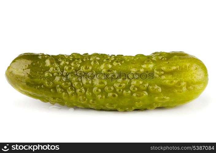Small pickled green cucumbers isolated on white