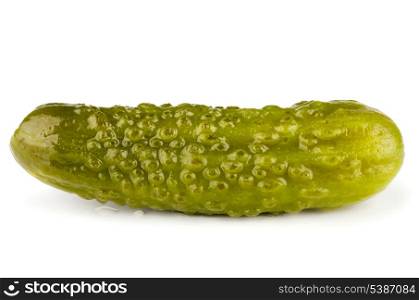 Small pickled green cucumbers isolated on white
