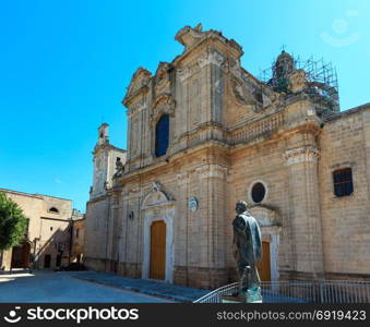 Small picturesque medieval town Oria Cathedral Basilica view, Brindisi region, Puglia, Italy. Build in 1756.