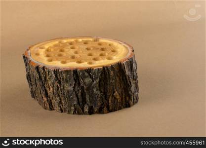 small piece of cut wood log used for wood texture background