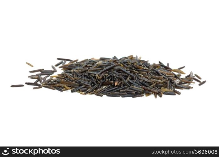 Small pile of black wild rice isolated on the white background