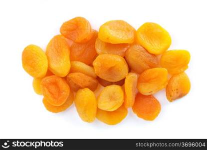 Small pile of dried apricots isolated on the white background