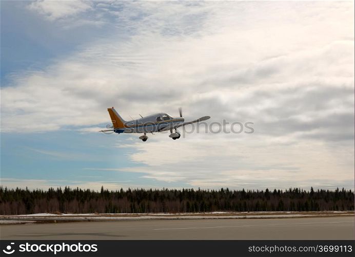 Small Plane Taking Off at a Local North Airport