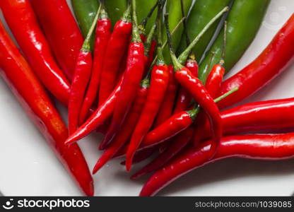 Small red chilli pepper on big chilli pepper,food background