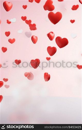 Small Red Hearts Flying in the Air Background. Generative ai. High quality illustration. Small Red Hearts Flying in the Air Background. Generative ai
