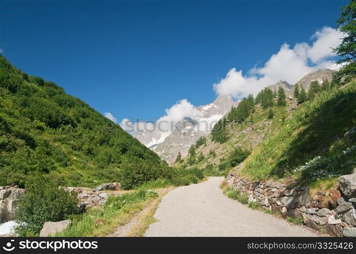 small road in Veny valley, Courmayeur, Italy