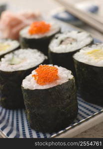 Small Rolled Sushi on a Plate