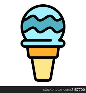 Small round ice cream icon. Outline small round ice cream vector icon color flat isolated. Small round ice cream icon color outline vector