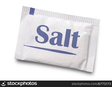 Small salt packet isolated on white