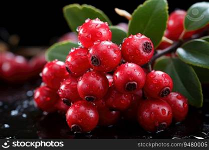 Small shrub with berries ripe cranberries. Generative AI