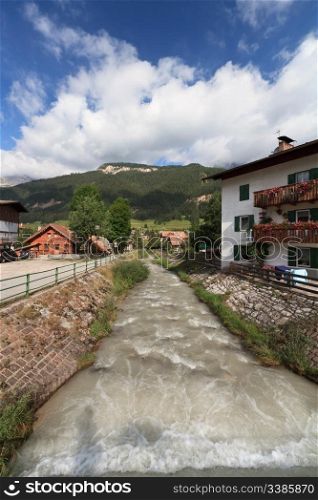 small stream in Pozza di Fassa, Trentino, Italy