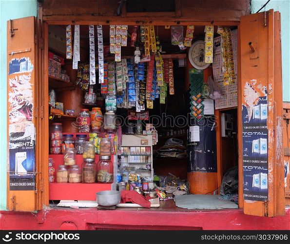 Small street shop which sell many product for daily life in Kolkata