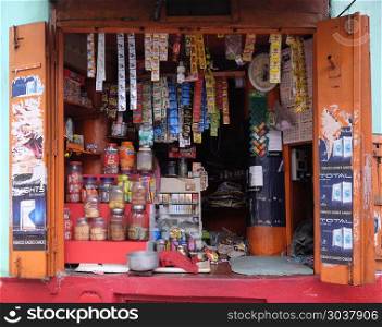 Small street shop which sell many product for daily life in Kolkata