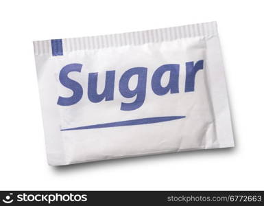 Small sugar packet isolated on white