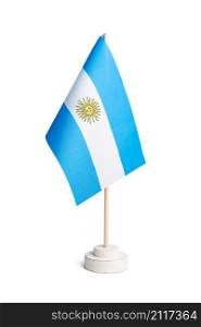 Small table flag of Argentina isolated on white background