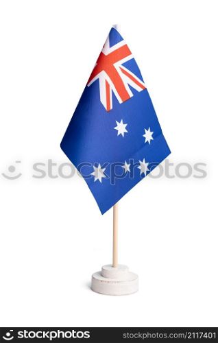 Small table flag of Australia isolated on white background