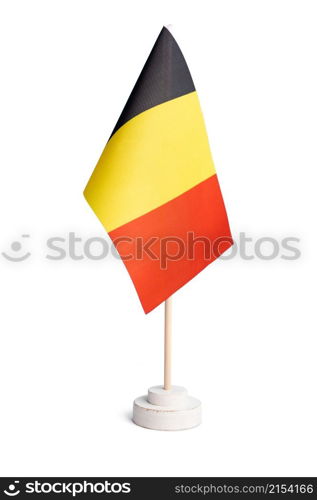 Small table flag of Belgium isolated on white background