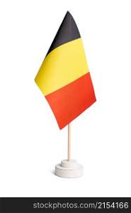 Small table flag of Belgium isolated on white background