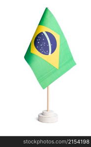 Small table flag of Brazil isolated on white background